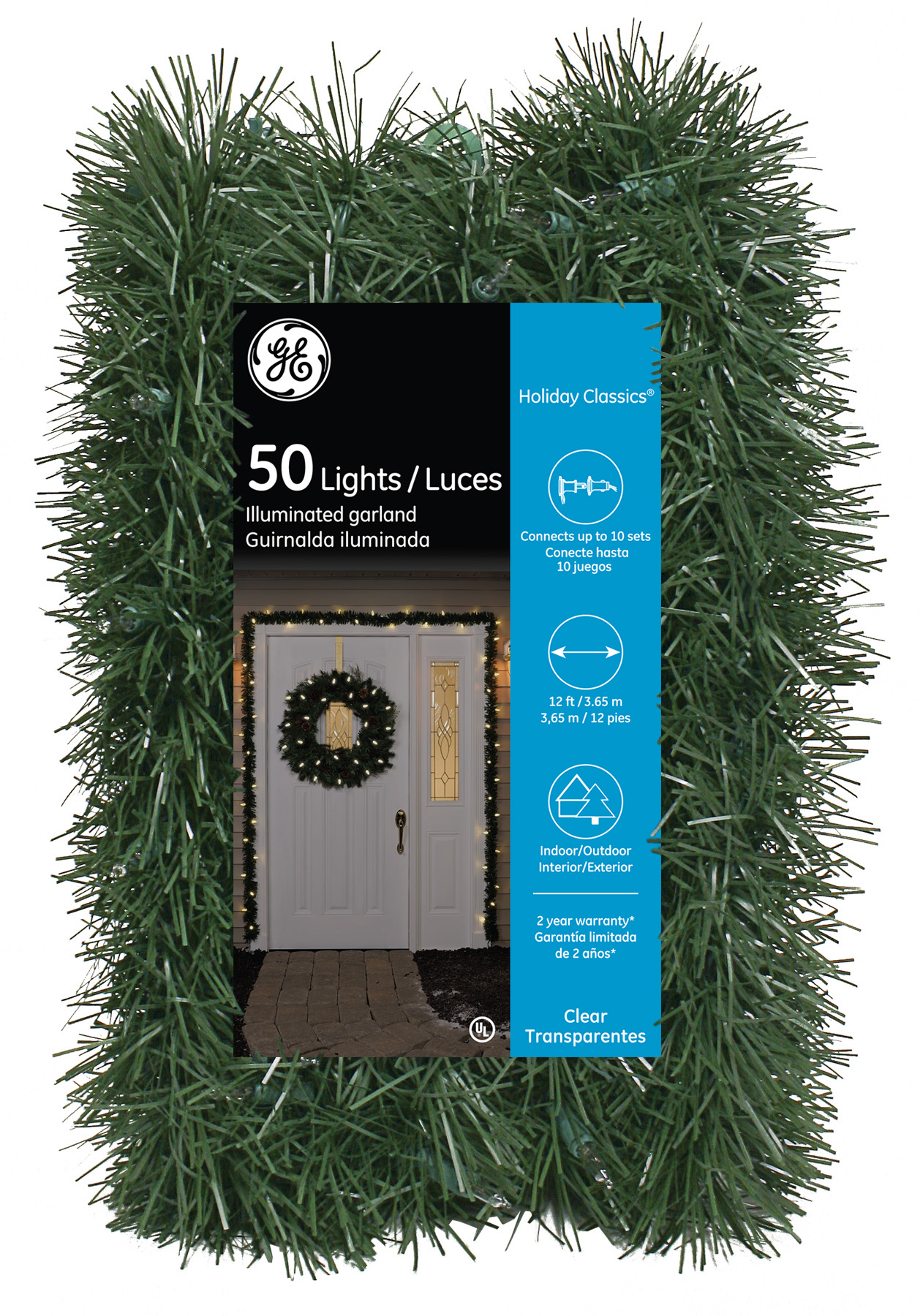 84606 GE Holiday Classics® Incandescent Illuminated Garland, 12 ft