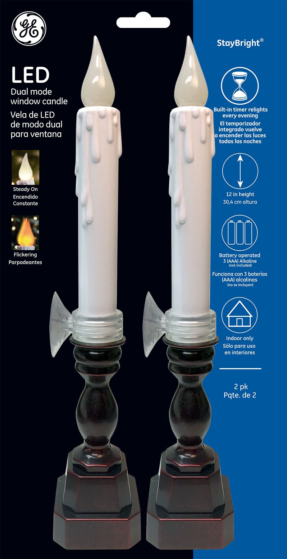 78281 GE StayBright® LED Flickering Window Candle, 2 pack GE