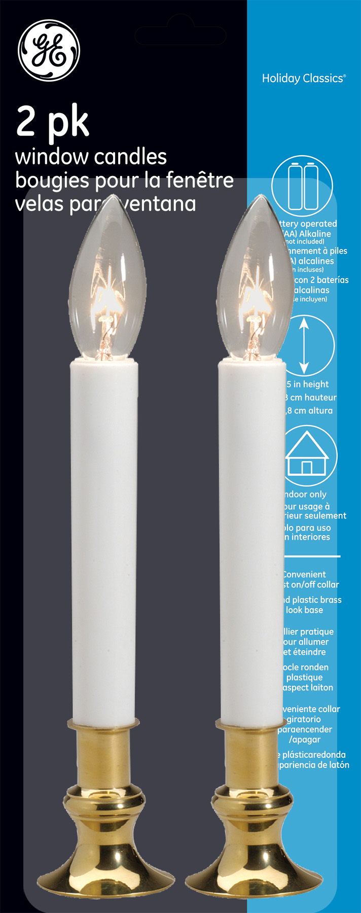 78416 GE Holiday Classics® Incandescent Window Candles, 2 pack GE