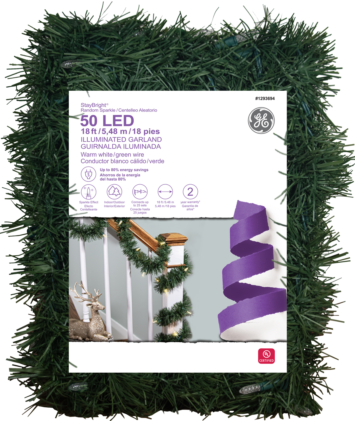 84426 - GE StayBright® Random Sparkle LED Illuminated Garland, 18 