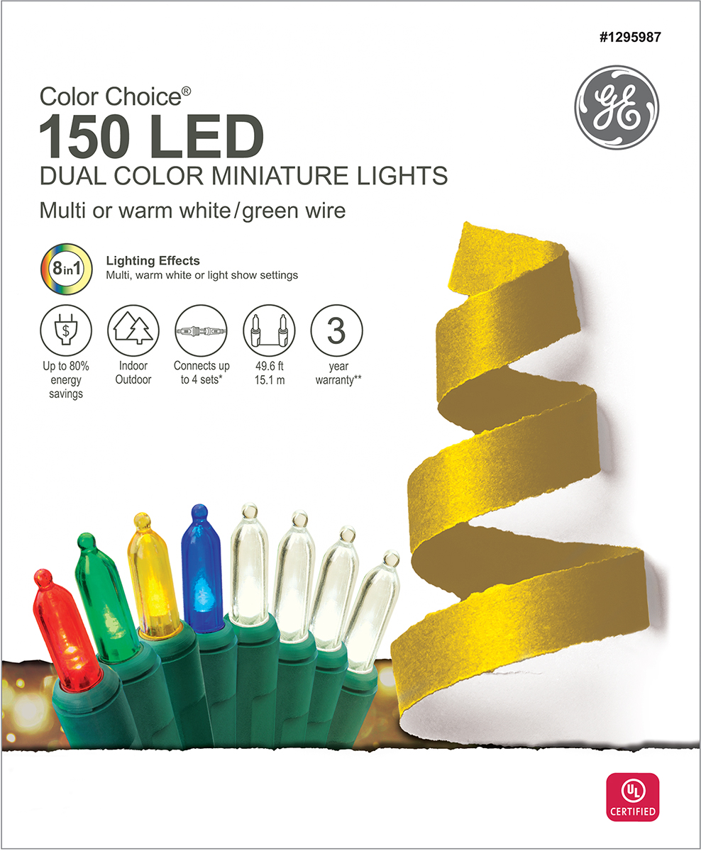 Ge 150 led dual store color miniature lights