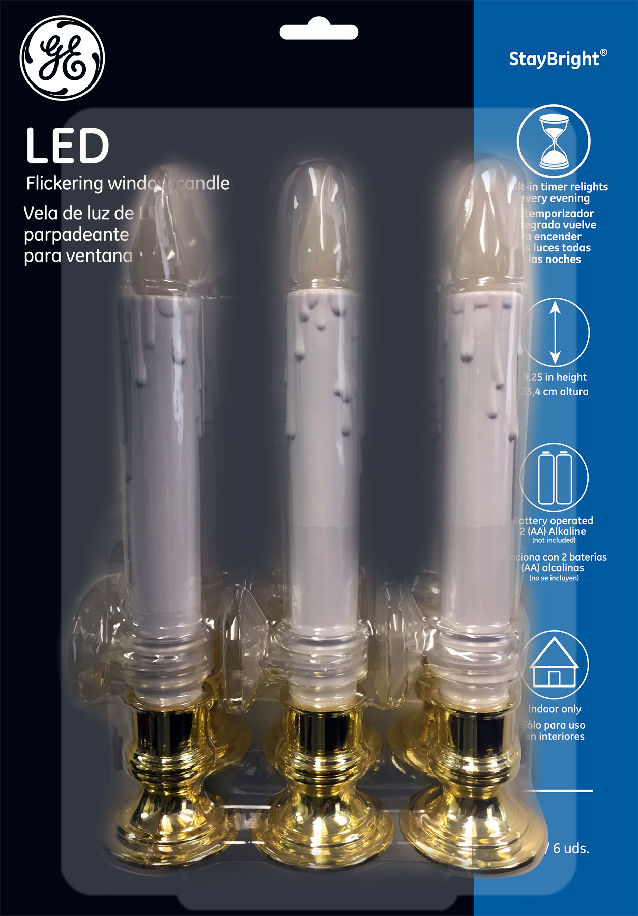 78246 GE StayBright® LED Flickering Window Candle, 6 pack GE