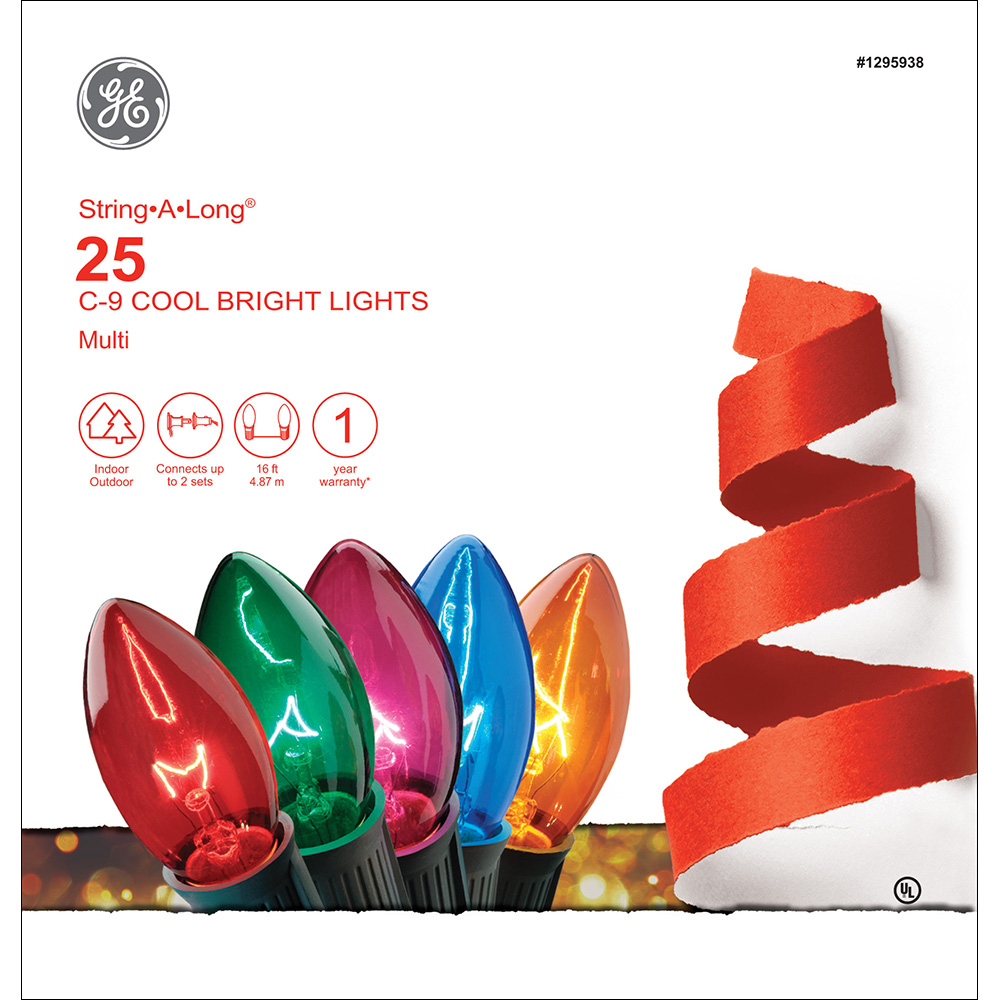 65305 GE StringALong® Incandescent C9 Cool Bright Lights, 25ct