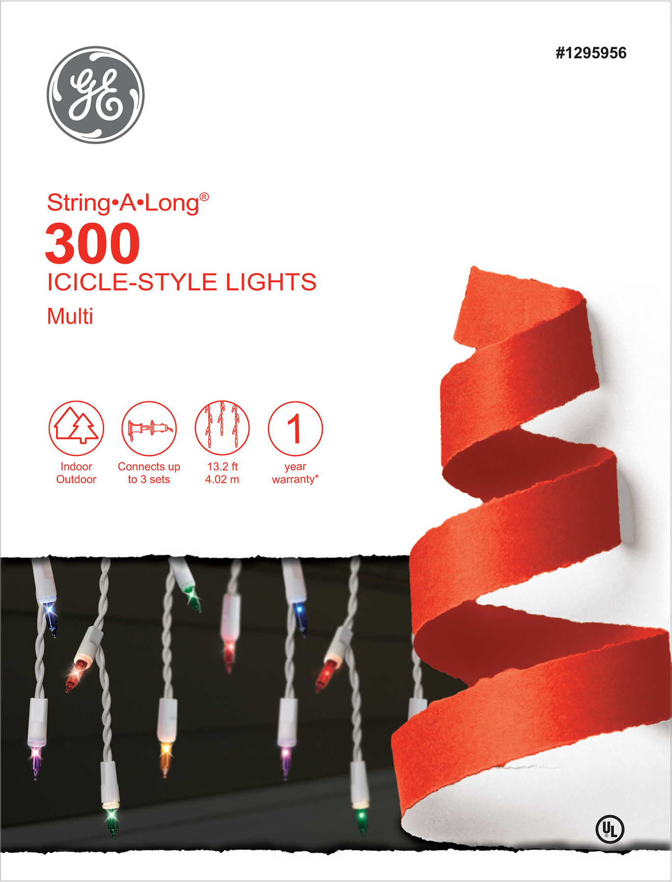 61515 GE StringALong® Incandescent IcicleStyle Lights, 300ct