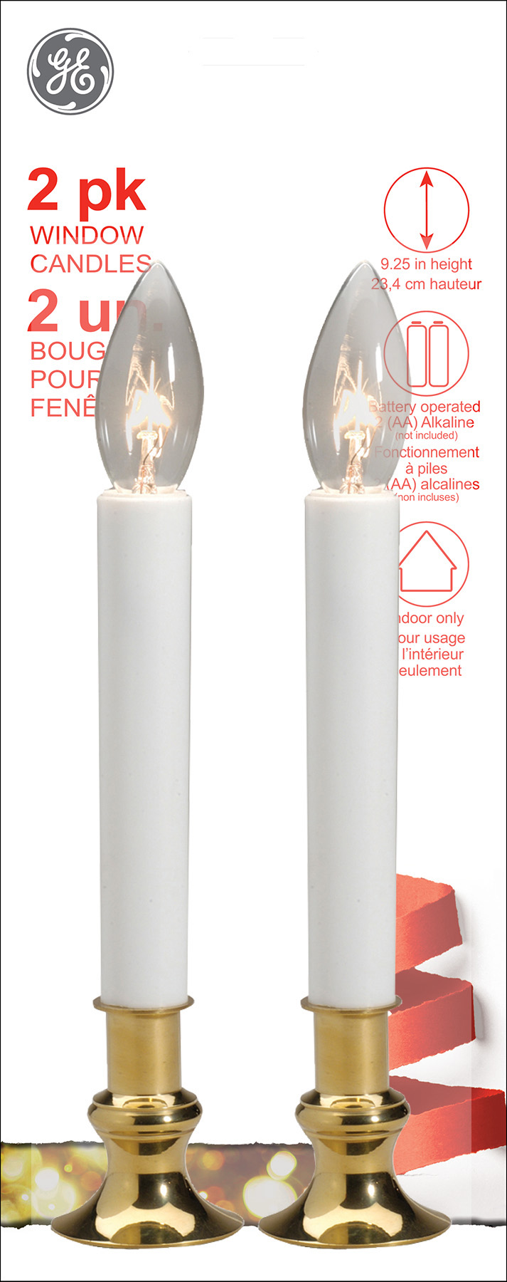 78416 GE Holiday Classics® Incandescent Window Candles, 2 pack