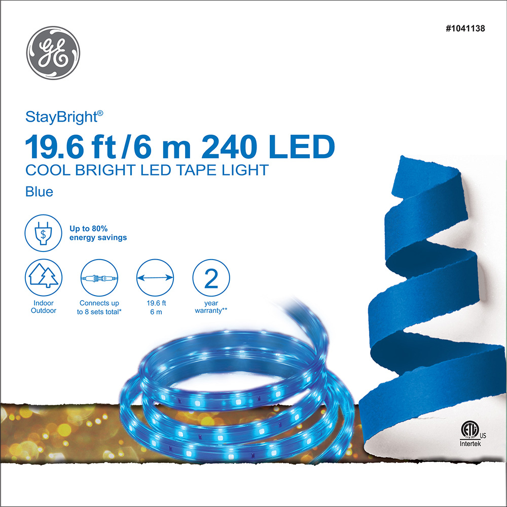 82154 GE StayBright® LED Cool Bright Tape Light, 19.6 ft., Blue GE