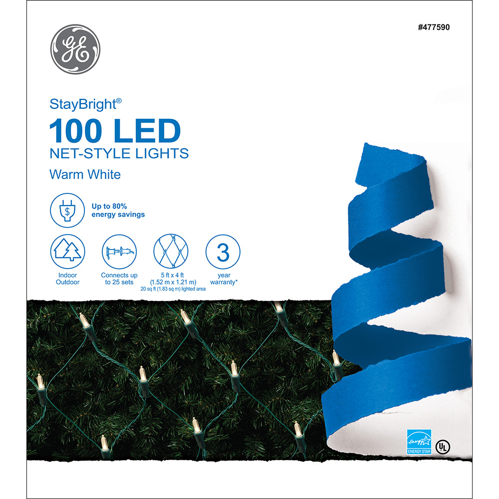 90876 GE StayBright® LED NetStyle Lights, 100ct, Warm White