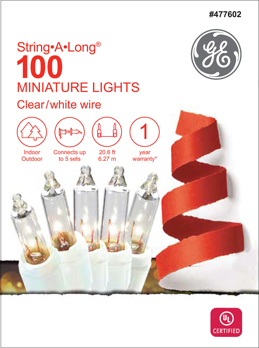 Feet GE String A Long 500 Clear Miniature Lights Green Wire 100 