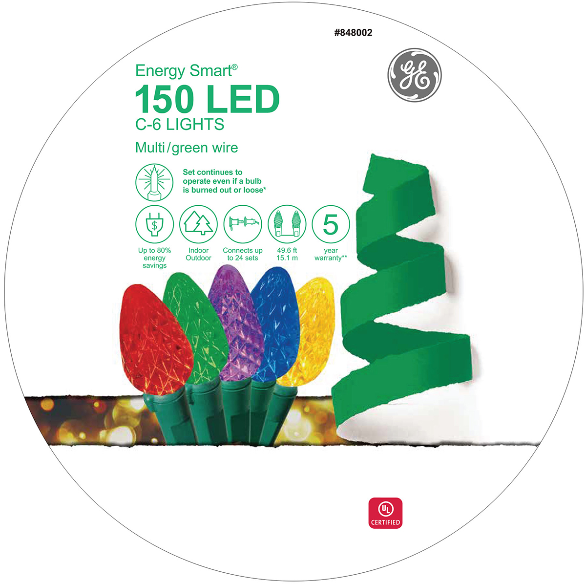 97935 GE Energy Smart® LED C6 Lights, 150ct, Multi Holiday